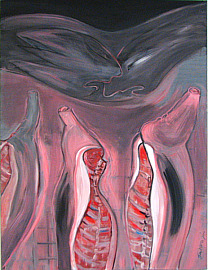 painting by farangis, title: part II triptych, THE KILLING